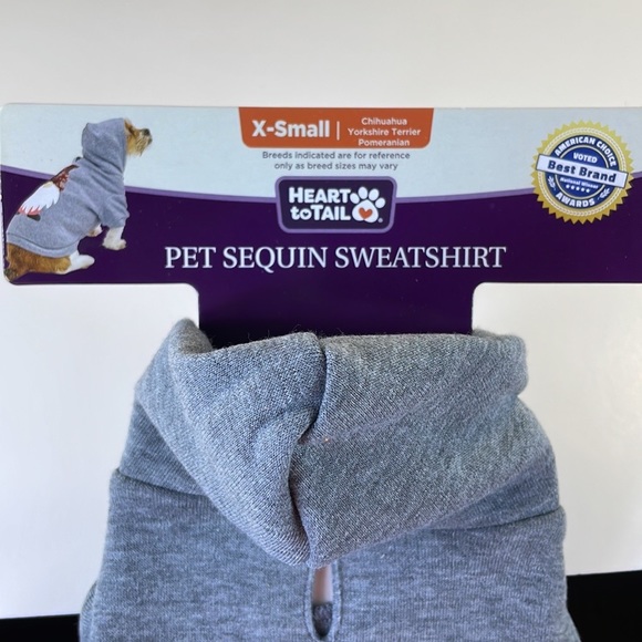NWT Heart to Tails Pet Sequin Sweatshirt Hoodie with Sequin Santa in X-Small - Picture 5 of 7